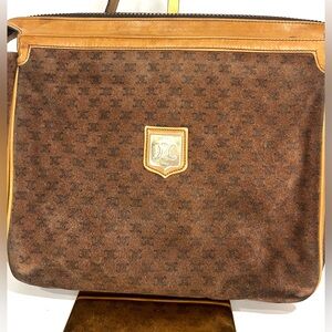 Celine Brown Suede and Tan Leather Crossbody Bag -vintage